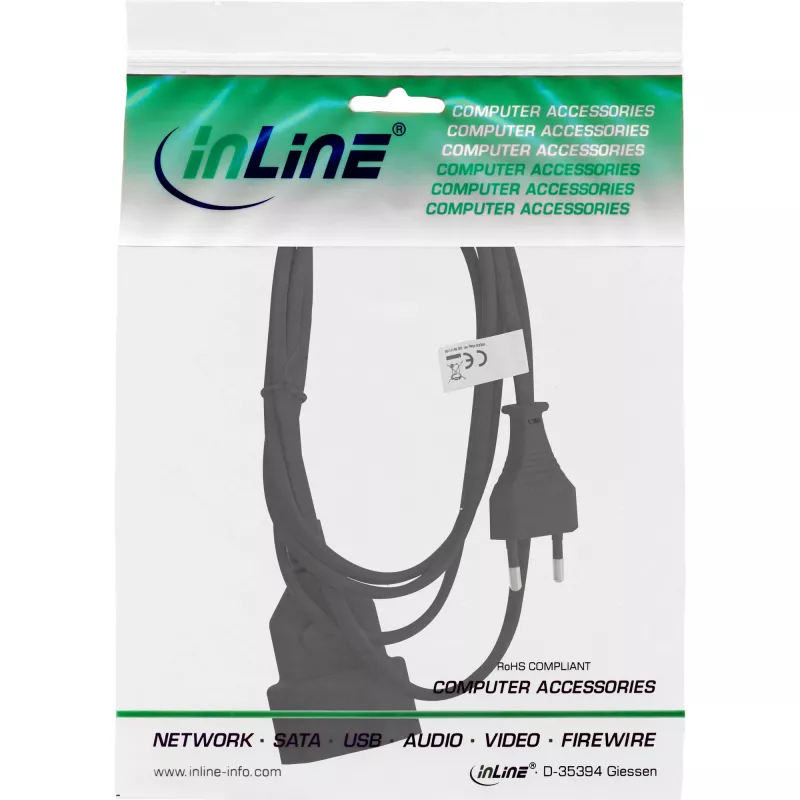 Cabo de alimentação InLine 16684S Preto 1,5 m CEE7/16
