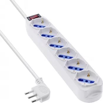 Extensão elétrica InLine 16461Z 1,5 m 6 tomadas AC Uso interior Branco