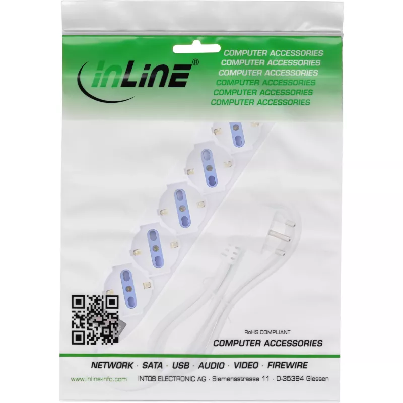 Extensão elétrica InLine 16461Z 1,5 m 6 tomadas AC Uso interior Branco