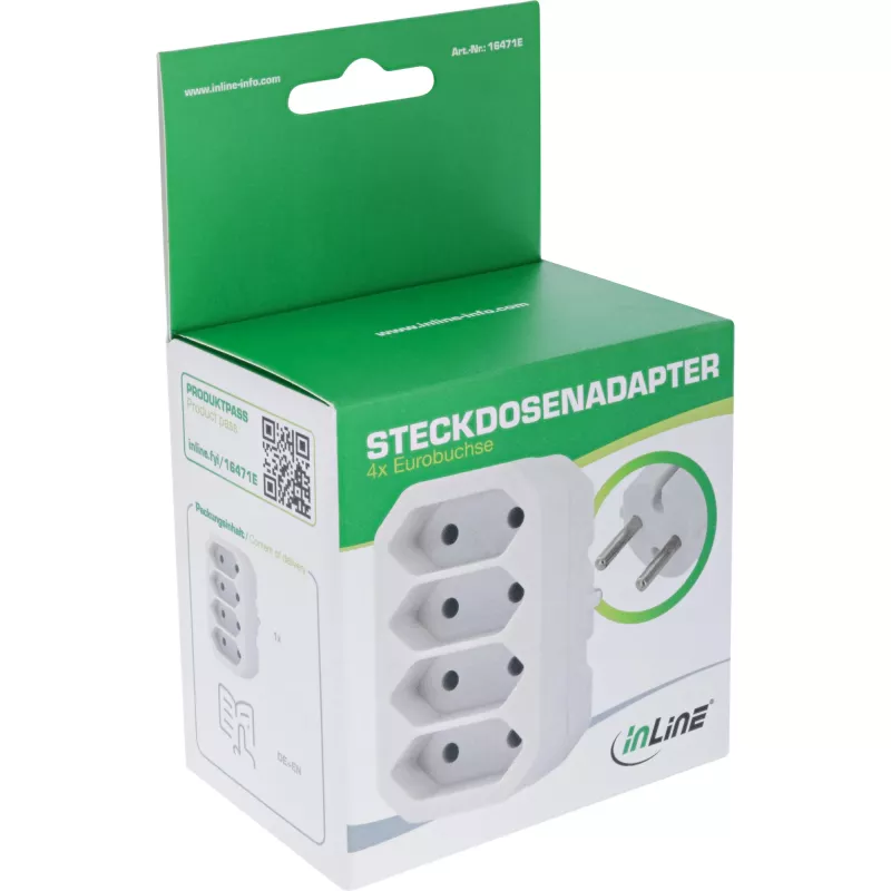 Adaptador de ficha Tipo F Tipo C InLine 16471E Branco