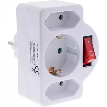 Adaptador de ficha Tipo F InLine 16471C 2x Tipo C + Tipo F Branco