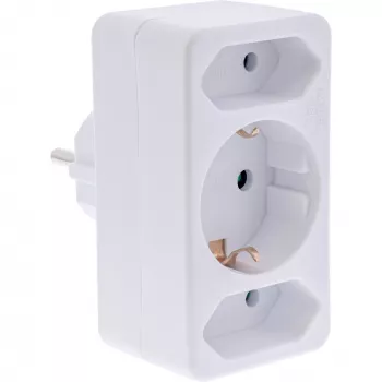 Adaptador de ficha Tipo F InLine 16471B 2x Tipo C + Tipo F Branco