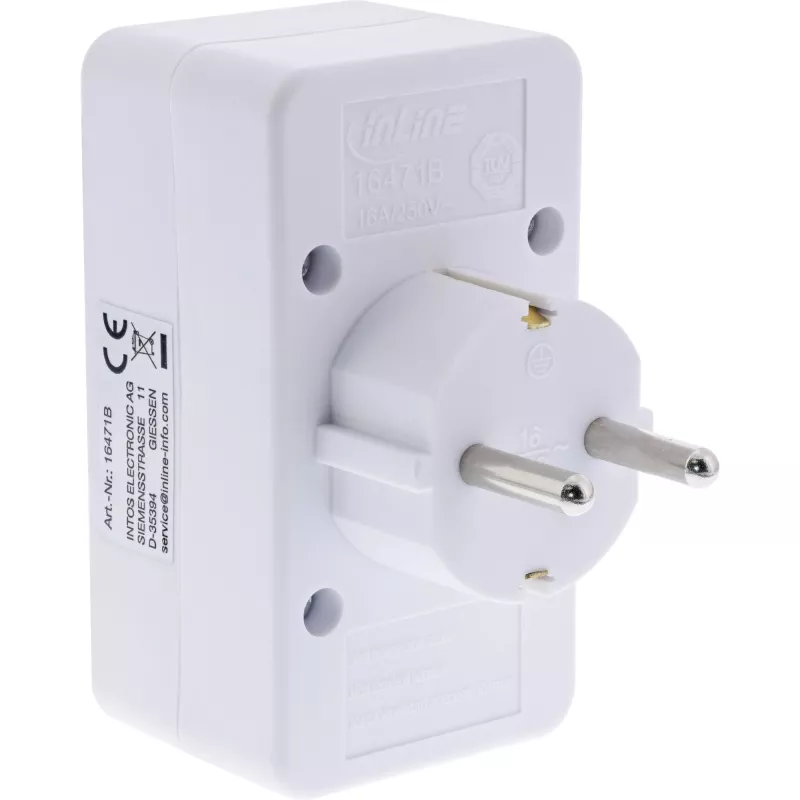Adaptador de ficha Tipo F InLine 16471B 2x Tipo C + Tipo F Branco