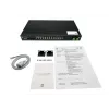 Switch industrial gerido LevelOne 28 portas L2 Plus PoE, 4 x 1/2.5/10GbE SFP+, 24 saídas PoE, 370W, 802.3AF/AT/BT PoE, montagem em rack 19 polegadas, -40°C a 80°C