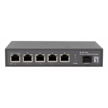 LevelOne GEP-0625 Switch de rede não gerido 2.5G Ethernet (100/1000/2500) Power over Ethernet (PoE) Preto