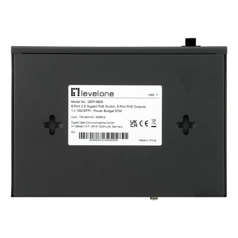 LevelOne GEP-0625 Switch de rede não gerido 2.5G Ethernet (100/1000/2500) Power over Ethernet (PoE) Preto