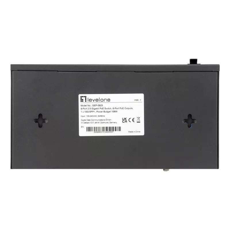 LevelOne GEP-0925 Switch de rede não gerido 2.5G Ethernet (100/1000/2500) Power over Ethernet (PoE) Preto