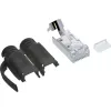Ficha de cravar InLine Cat.6A RJ45 blindada, 3 peças preta, pack de 100