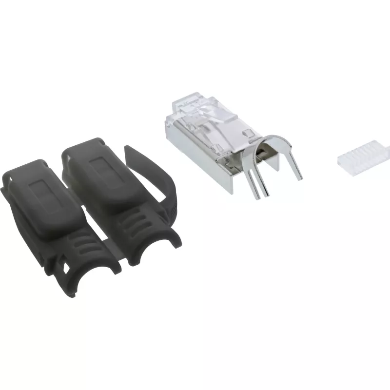 Ficha de cravar InLine Cat.6A RJ45 blindada, 3 peças preta, pack de 100