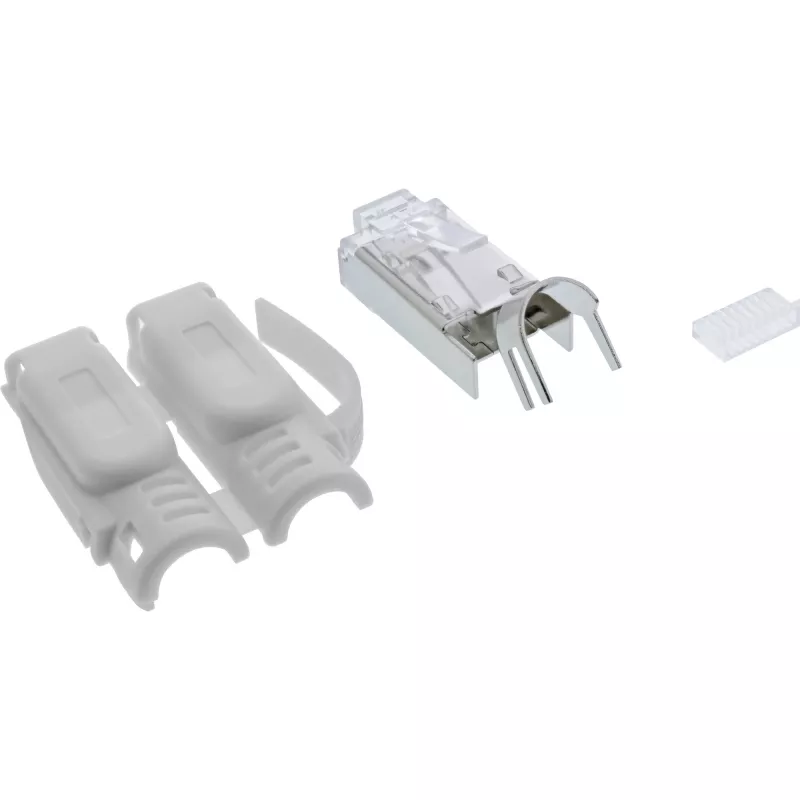 InLine Ficha de crimpagem Cat.6A RJ45 blindada, 3 peças cinzento pack de 10
