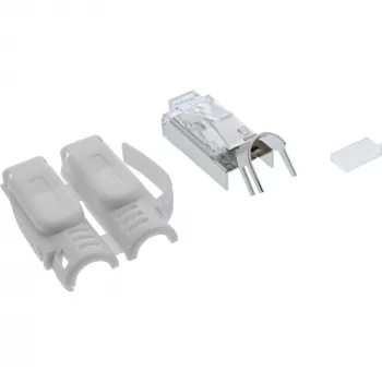 InLine Ficha de crimpagem Cat.6A RJ45 blindada, 3 peças cinzento pack de 100