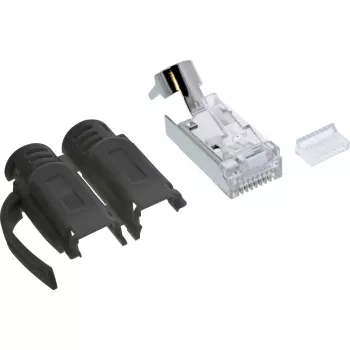 InLine Ficha de crimpagem Cat.6A RJ45 blindada, 3 peças preto pack de 10