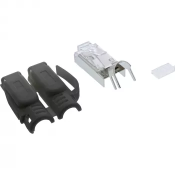 InLine Ficha de crimpagem Cat.6A RJ45 blindada, 3 peças preto pack de 10