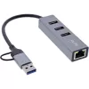 Hub de interfaces InLine 33380S USB 3.2 Gen 1 (3.1 Gen 1) Type-A + Type-C 5000 Mbit/s cinzento