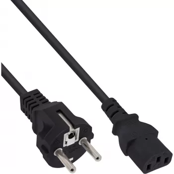 InLine B-16651D Cabo de alimentação, CEE 7/7 para C13, 1 m, preto, pack Bulk de 45