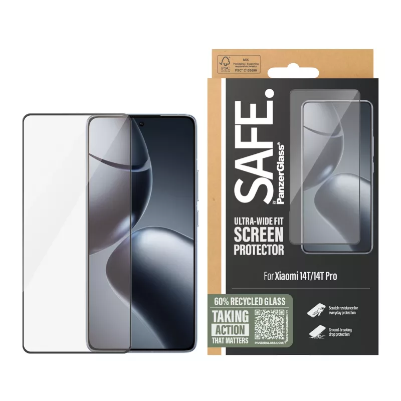 Película de proteção de ecrã PanzerGlass SAFE. by ® Xiaomi 14T | 14T Pro | Ultra-Wide Fit