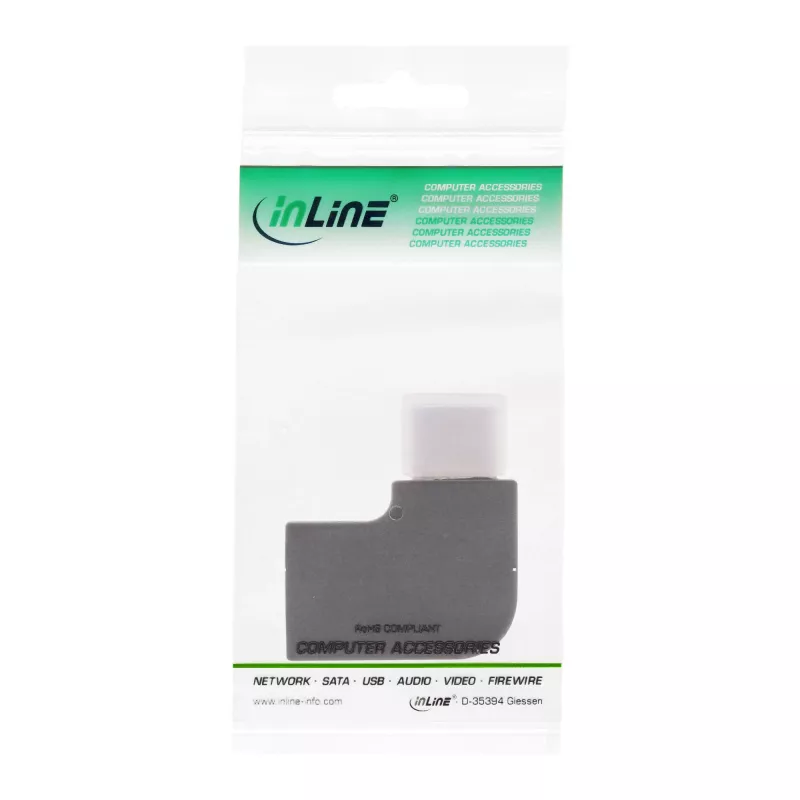 Adaptador USB 3.2 Gen.2 InLine, ficha USB-C / conector fêmea USB-C, angular