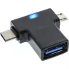 Adaptador T OTG USB 3.1/2.0 InLine, ficha USB-C ou Micro-USB para conector fêmea A