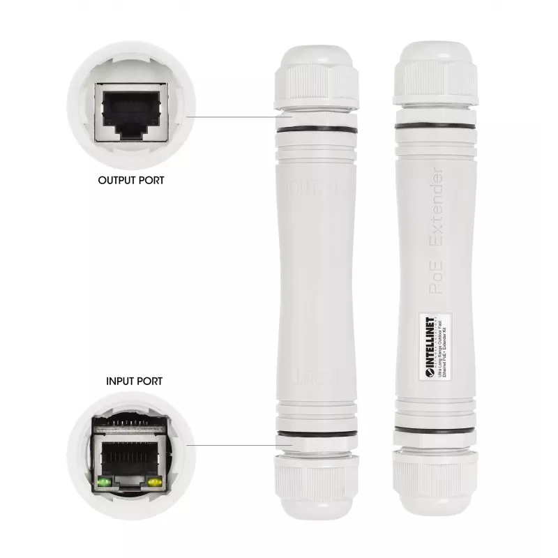 Kit extensor PoE+ Fast Ethernet para exterior de longo alcance Intellinet 1000 m 95 W IP67