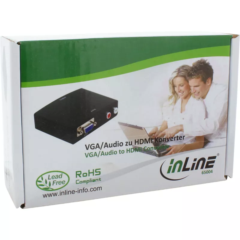 Conversor InLine VGA + áudio para HDMI entrada VGA e áudio RCA saída HDMI