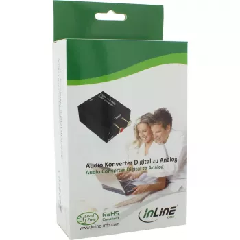 Conversor de áudio InLine digital para analógico entrada Toslink ou RCA saída 2x RCA estéreo