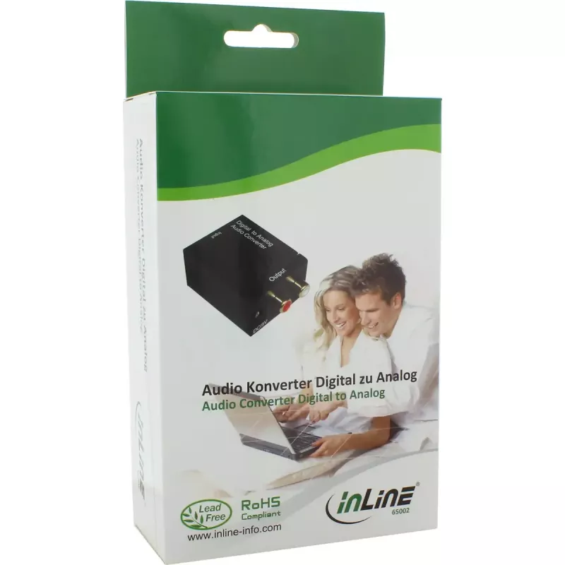 Conversor de áudio InLine digital para analógico entrada Toslink ou RCA saída 2x RCA estéreo