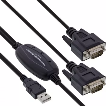 Cabo adaptador InLine USB 2.0 para 2x Série USB Type-A para 2x ficha Sub-D 9 pinos 1,5 m