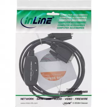 Cabo adaptador InLine USB 2.0 para 2x Série USB Type-A para 2x ficha Sub-D 9 pinos 1,5 m