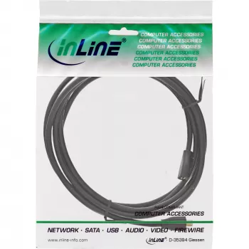 Cabo de extensão InLine Micro-USB 2.0, Micro-B macho/fêmea, preto/dourado, 3 m