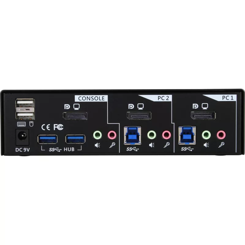 Comutador KVM de secretária InLine 2 portas DisplayPort hub USB 3.0 com áudio