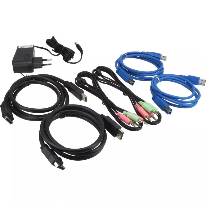 Comutador KVM de secretária InLine 2 portas DisplayPort hub USB 3.0 com áudio