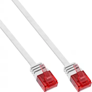 Cabo de rede ultrafino plano InLine U/UTP Cat.6 compatível com Gigabit branco 1,5 m