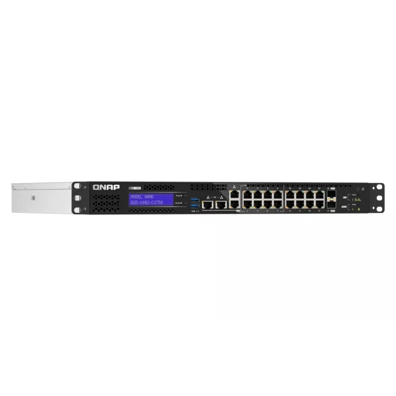 Comutador de rede QNAP QGD-1602-C3758-16G gerido L2 2.5G Ethernet (100/1000/2500) preto, cinzento