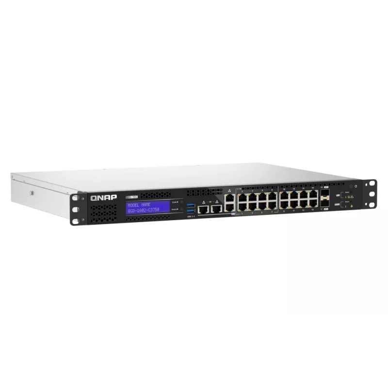 Comutador de rede QNAP QGD-1602-C3758-16G gerido L2 2.5G Ethernet (100/1000/2500) preto, cinzento