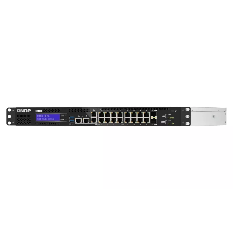 Comutador de rede QNAP QGD-1602-C3758-16G gerido L2 2.5G Ethernet (100/1000/2500) preto, cinzento