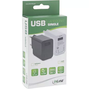 Fonte de alimentação USB InLine Single, 100-240V para 5V/2,5A, branco