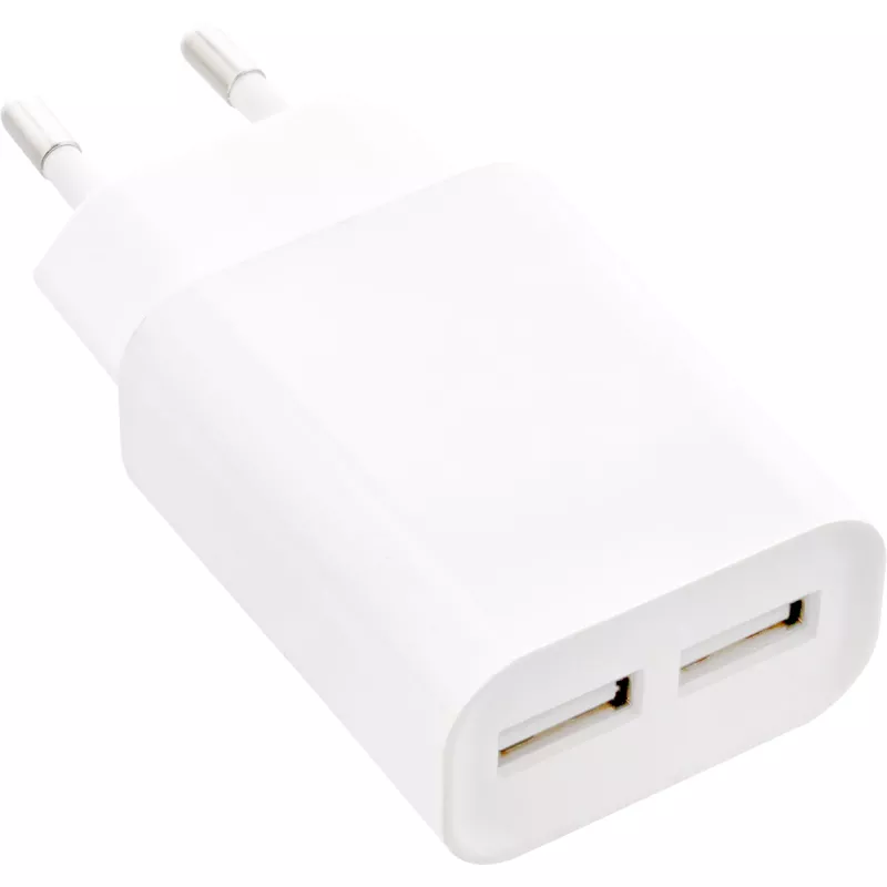 Fonte de alimentação USB InLine DUO, 2 portas 100-240VAC para 5V / 2.1A branco