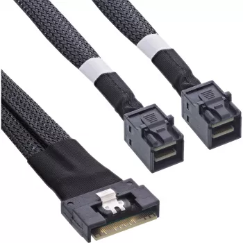 Cabo SAS Fino InLine, SFF-8654 8i para 2x SFF-8643, 0,5m