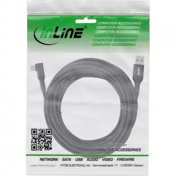 Cabo USB 3.2 Gen.1 InLine, Ficha USB-C Angulada - Ficha USB-A para VR, preto, 5m