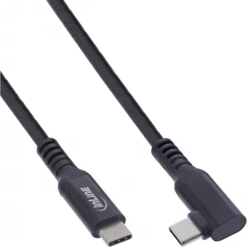 Cabo USB 3.2 Gen.1 InLine, Ficha USB Type-C/Ficha Angulada para VR, preto, 5m