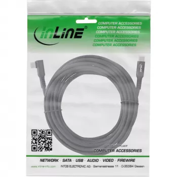 Cabo USB 3.2 Gen.1 InLine, Ficha USB Type-C/Ficha Angulada para VR, preto, 5m
