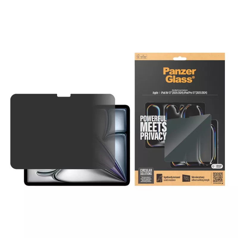 Protetor de Ecrã de Privacidade PanzerGlass® iPad Air 13'' (2024-2025) | iPad Pro 13'' (2024-2025) | Ultra-Wide Fit