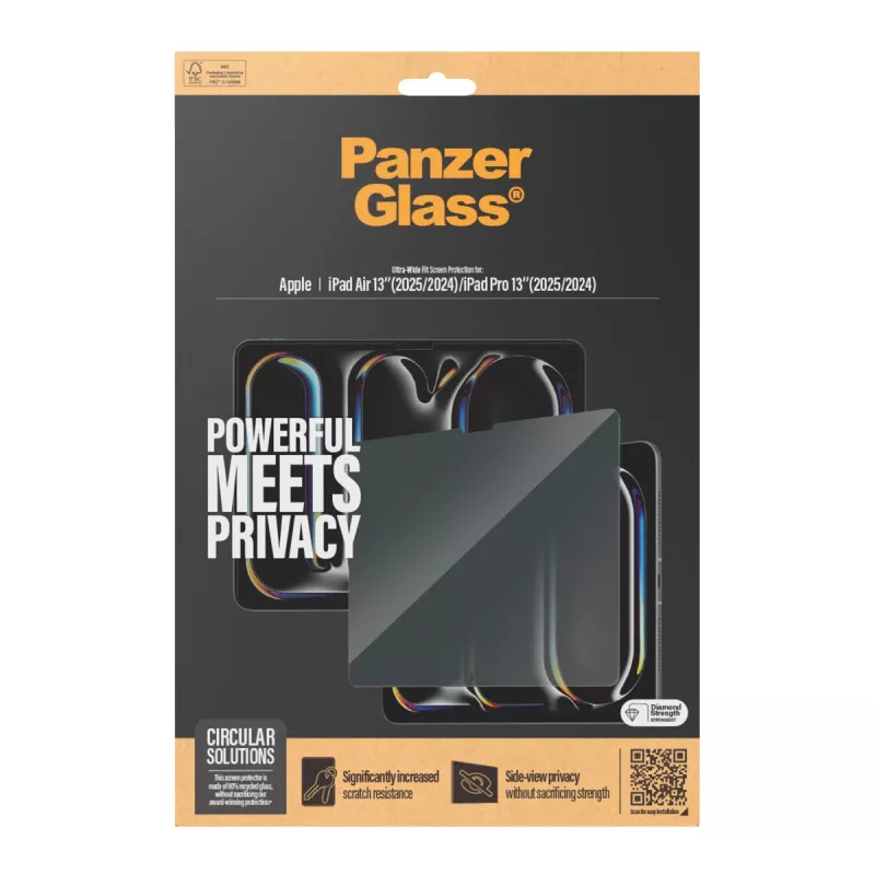 Protetor de Ecrã de Privacidade PanzerGlass® iPad Air 13'' (2024-2025) | iPad Pro 13'' (2024-2025) | Ultra-Wide Fit