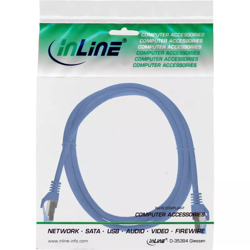Cabo de Rede InLine 72601B Azul 1 m Cat6a S/FTP (S-STP)