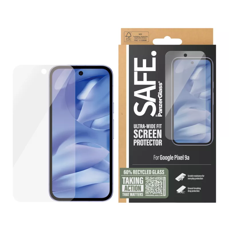 Película de proteção de ecrã PanzerGlass SAFE. by ® Google Pixel 9a | Ultra-Wide Fit