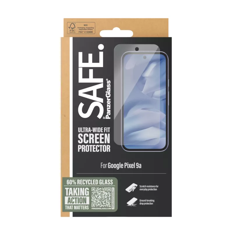 Película de proteção de ecrã PanzerGlass SAFE. by ® Google Pixel 9a | Ultra-Wide Fit
