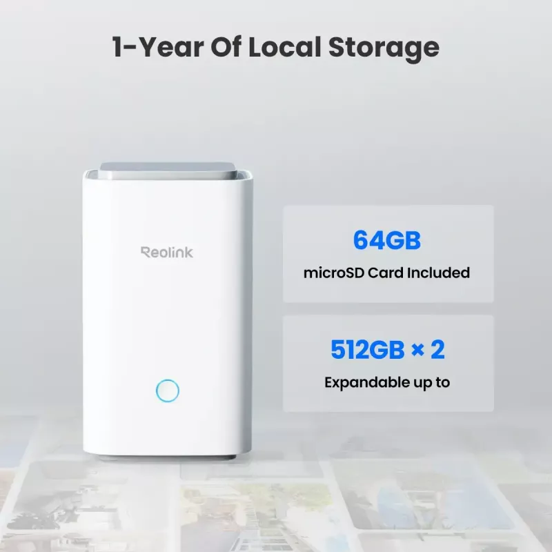 Unidade base Reolink Hub 1 com 2x Argus Series B310 interior branco