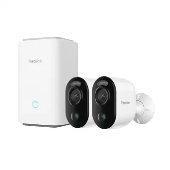Unidade base Reolink Hub 1 com 2x Argus Series B310 interior branco