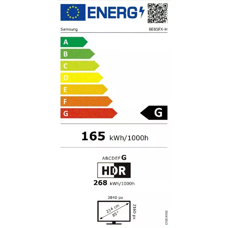 Ecrã plano de sinalização digital Samsung BE85FX-H 2,16 m (85 polegadas) LED Wi-Fi 4K Ultra HD preto processador integrado Tizen 16/7