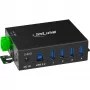 InLine 35396A hub USB 3.2 Gen 1 industrial, 4x USB-A, porta anfitriã USB-B, 5 Gbit/s, caixa de alumínio, preto, com fonte de alimentação